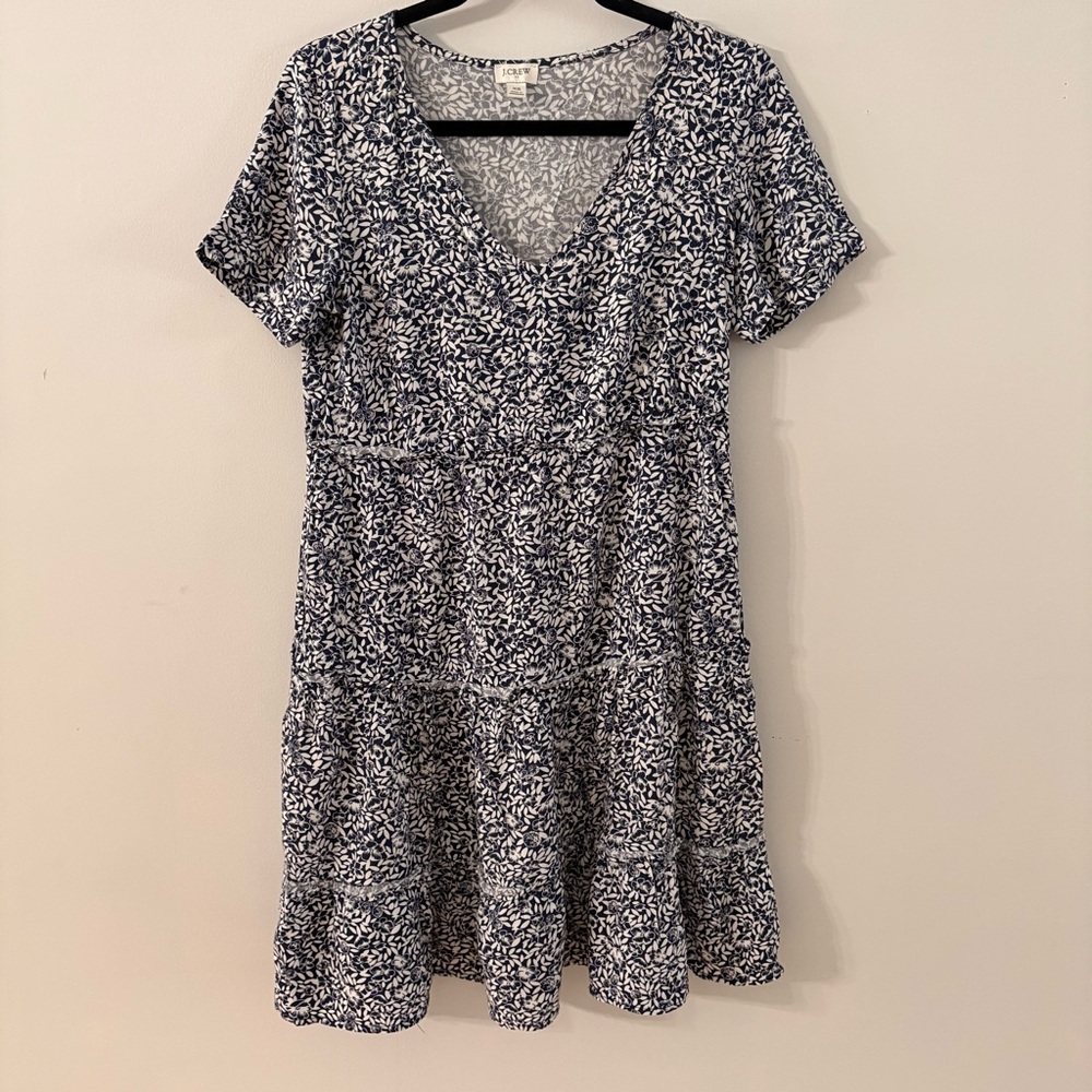 J. Crew Blue and White Patterned Mini Dress